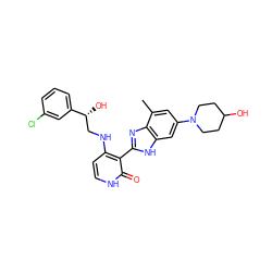 Cc1cc(N2CCC(O)CC2)cc2[nH]c(-c3c(NC[C@@H](O)c4cccc(Cl)c4)cc[nH]c3=O)nc12 ZINC000040934146