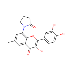 Cc1cc(N2CCCC2=O)c2oc(-c3ccc(O)c(O)c3)c(O)c(=O)c2c1 ZINC000028822435