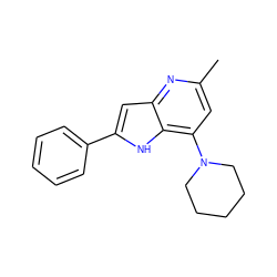 Cc1cc(N2CCCCC2)c2[nH]c(-c3ccccc3)cc2n1 ZINC000013835028