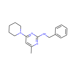 Cc1cc(N2CCCCC2)nc(NCc2ccccc2)n1 ZINC000000553137