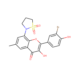 Cc1cc(N2CCCS2(=O)=O)c2oc(-c3ccc(O)c(Br)c3)c(O)c(=O)c2c1 ZINC000028822453