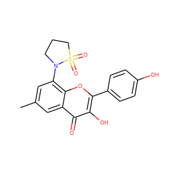 Cc1cc(N2CCCS2(=O)=O)c2oc(-c3ccc(O)cc3)c(O)c(=O)c2c1 ZINC000000593263