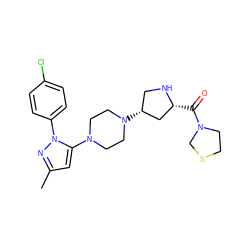 Cc1cc(N2CCN([C@@H]3CN[C@H](C(=O)N4CCSC4)C3)CC2)n(-c2ccc(Cl)cc2)n1 ZINC000095561203