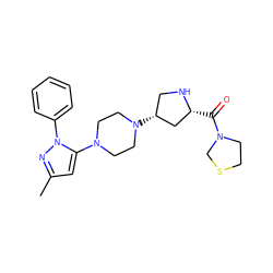 Cc1cc(N2CCN([C@@H]3CN[C@H](C(=O)N4CCSC4)C3)CC2)n(-c2ccccc2)n1 ZINC000036520254