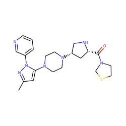 Cc1cc(N2CCN([C@@H]3CN[C@H](C(=O)N4CCSC4)C3)CC2)n(-c2cccnc2)n1 ZINC000095563184