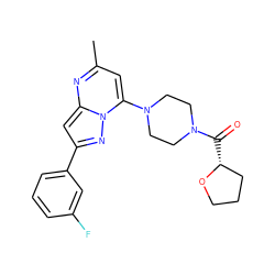 Cc1cc(N2CCN(C(=O)[C@@H]3CCCO3)CC2)n2nc(-c3cccc(F)c3)cc2n1 ZINC000004966830