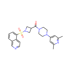 Cc1cc(N2CCN(C(=O)C3CN(S(=O)(=O)c4cccc5cnccc45)C3)CC2)cc(C)n1 ZINC000084672451