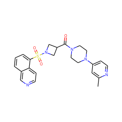 Cc1cc(N2CCN(C(=O)C3CN(S(=O)(=O)c4cccc5cnccc45)C3)CC2)ccn1 ZINC000084672453