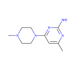 Cc1cc(N2CCN(C)CC2)nc(N)n1 ZINC000026521350