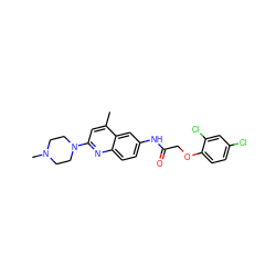 Cc1cc(N2CCN(C)CC2)nc2ccc(NC(=O)COc3ccc(Cl)cc3Cl)cc12 ZINC000020114362