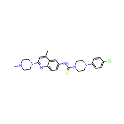 Cc1cc(N2CCN(C)CC2)nc2ccc(NC(=S)N3CCN(c4ccc(Cl)cc4)CC3)cc12 ZINC000020153837