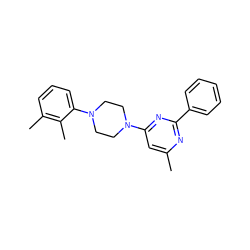 Cc1cc(N2CCN(c3cccc(C)c3C)CC2)nc(-c2ccccc2)n1 ZINC000001350798