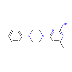 Cc1cc(N2CCN(c3ccccc3)CC2)nc(N)n1 ZINC000000384257