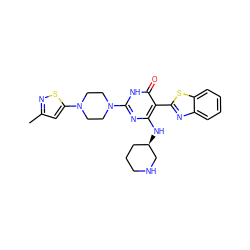 Cc1cc(N2CCN(c3nc(N[C@@H]4CCCNC4)c(-c4nc5ccccc5s4)c(=O)[nH]3)CC2)sn1 ZINC001772641069