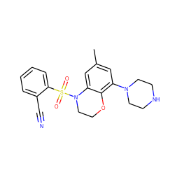 Cc1cc(N2CCNCC2)c2c(c1)N(S(=O)(=O)c1ccccc1C#N)CCO2 ZINC000028948474