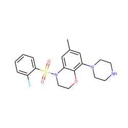 Cc1cc(N2CCNCC2)c2c(c1)N(S(=O)(=O)c1ccccc1F)CCO2 ZINC000028948472