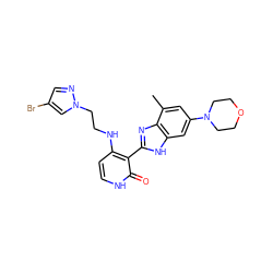 Cc1cc(N2CCOCC2)cc2[nH]c(-c3c(NCCn4cc(Br)cn4)cc[nH]c3=O)nc12 ZINC000029040946