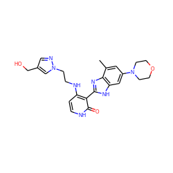 Cc1cc(N2CCOCC2)cc2[nH]c(-c3c(NCCn4cc(CO)cn4)cc[nH]c3=O)nc12 ZINC000049070761