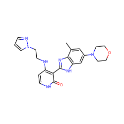 Cc1cc(N2CCOCC2)cc2[nH]c(-c3c(NCCn4cccn4)cc[nH]c3=O)nc12 ZINC000029040941