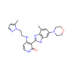 Cc1cc(N2CCOCC2)cc2[nH]c(-c3c(NCCn4nccc4C)cc[nH]c3=O)nc12 ZINC000029040955