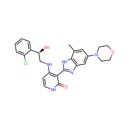 Cc1cc(N2CCOCC2)cc2nc(-c3c(NC[C@H](O)c4ccccc4Cl)cc[nH]c3=O)[nH]c12 ZINC000043059824