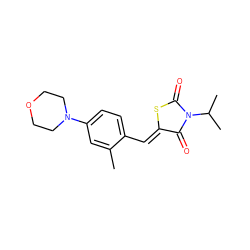 Cc1cc(N2CCOCC2)ccc1/C=C1\SC(=O)N(C(C)C)C1=O ZINC000000981658