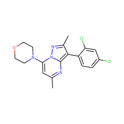 Cc1cc(N2CCOCC2)n2nc(C)c(-c3ccc(Cl)cc3Cl)c2n1 ZINC000009306405