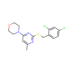 Cc1cc(N2CCOCC2)nc(SCc2ccc(Cl)cc2Cl)n1 ZINC000001398317