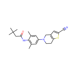 Cc1cc(N2CCc3sc(C#N)cc3C2)cc(C)c1NC(=O)CC(C)(C)C ZINC000207549899