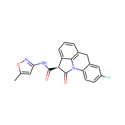 Cc1cc(NC(=O)[C@@H]2C(=O)N3c4ccc(F)cc4Cc4cccc2c43)no1 ZINC000026161376