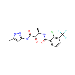 Cc1cc(NC(=O)C(=O)[C@@H](C)NC(=O)c2cccc(C(F)(F)F)c2Cl)n[nH]1 ZINC000064560052