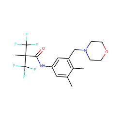 Cc1cc(NC(=O)C(C)(C(F)(F)F)C(F)(F)F)cc(CN2CCOCC2)c1C ZINC000045259908