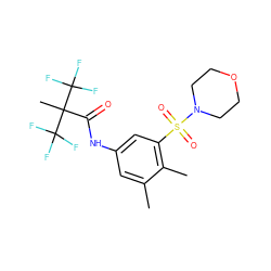 Cc1cc(NC(=O)C(C)(C(F)(F)F)C(F)(F)F)cc(S(=O)(=O)N2CCOCC2)c1C ZINC000045349342