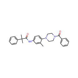 Cc1cc(NC(=O)C(C)(C)c2ccccc2)ccc1N1CCN(C(=O)c2ccccc2)CC1 ZINC000043080738