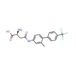 Cc1cc(NC(=O)C[C@H](N)C(=O)O)ccc1-c1ccc(C(F)(F)F)cc1 ZINC000028528616