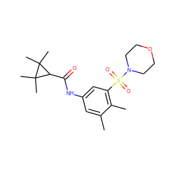 Cc1cc(NC(=O)C2C(C)(C)C2(C)C)cc(S(=O)(=O)N2CCOCC2)c1C ZINC000045350276