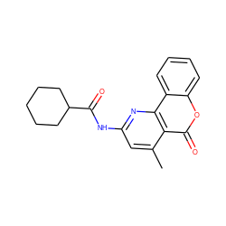 Cc1cc(NC(=O)C2CCCCC2)nc2c1c(=O)oc1ccccc12 ZINC000100288278