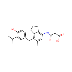 Cc1cc(NC(=O)CC(=O)O)c2c(c1Cc1ccc(O)c(C(C)C)c1)CCC2 ZINC000084707732