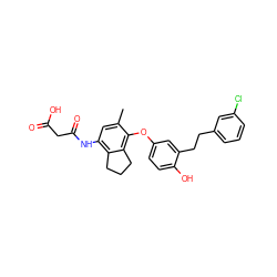 Cc1cc(NC(=O)CC(=O)O)c2c(c1Oc1ccc(O)c(CCc3cccc(Cl)c3)c1)CCC2 ZINC000095595245