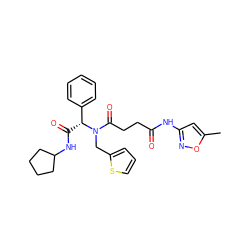 Cc1cc(NC(=O)CCC(=O)N(Cc2cccs2)[C@H](C(=O)NC2CCCC2)c2ccccc2)no1 ZINC000008680658