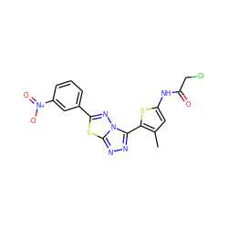 Cc1cc(NC(=O)CCl)sc1-c1nnc2sc(-c3cccc([N+](=O)[O-])c3)nn12 ZINC000028826958