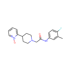 Cc1cc(NC(=O)CN2CCC(c3cccc[n+]3[O-])CC2)ccc1F ZINC000038149992