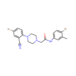 Cc1cc(NC(=O)CN2CCN(c3ccc(Br)cc3C#N)CC2)ccc1Br ZINC000028370634