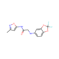 Cc1cc(NC(=O)CNc2ccc3c(c2)OC(F)(F)O3)on1 ZINC000055527942