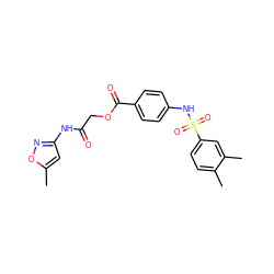 Cc1cc(NC(=O)COC(=O)c2ccc(NS(=O)(=O)c3ccc(C)c(C)c3)cc2)no1 ZINC000002658339