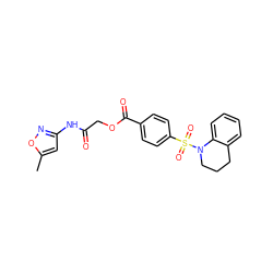 Cc1cc(NC(=O)COC(=O)c2ccc(S(=O)(=O)N3CCCc4ccccc43)cc2)no1 ZINC000002653026