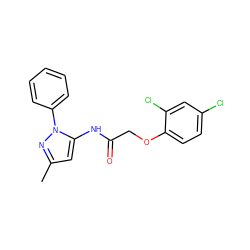 Cc1cc(NC(=O)COc2ccc(Cl)cc2Cl)n(-c2ccccc2)n1 ZINC000003182827