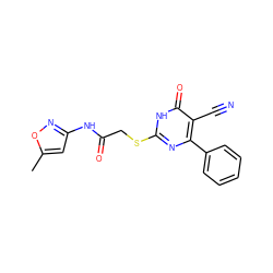 Cc1cc(NC(=O)CSc2nc(-c3ccccc3)c(C#N)c(=O)[nH]2)no1 ZINC000017780279