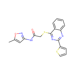 Cc1cc(NC(=O)CSc2nc(-c3cccs3)nc3ccccc23)no1 ZINC000003447224