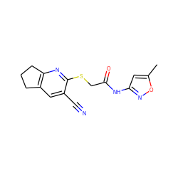 Cc1cc(NC(=O)CSc2nc3c(cc2C#N)CCC3)no1 ZINC000000099230